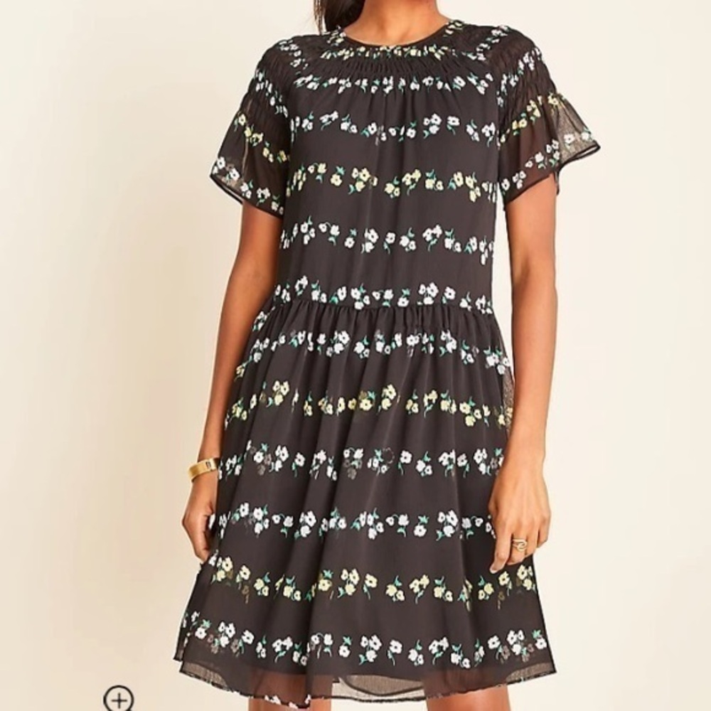 Ann Taylor Floral Smocked Shift Dress